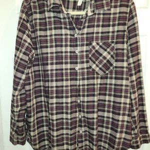 Love Stitch Plaid Button Up Top